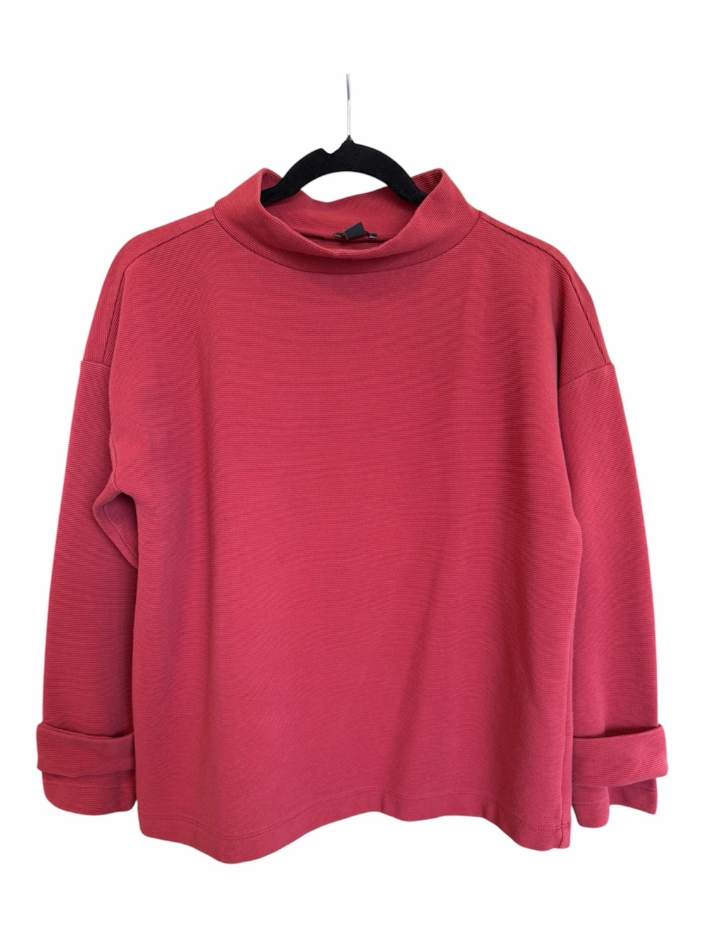 Ann Taylor Dusty Muted Berry Color Rose Pink Scoop Mock Neck Pullover Sweater